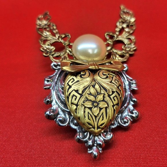 Jane Angel Pin Brooch Metal Gold Silver Signed - Picture 6 of 12